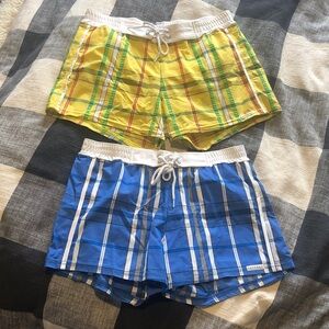 2 Pairs of Sauvage Como Italian Plaid Swim Trunk - Large